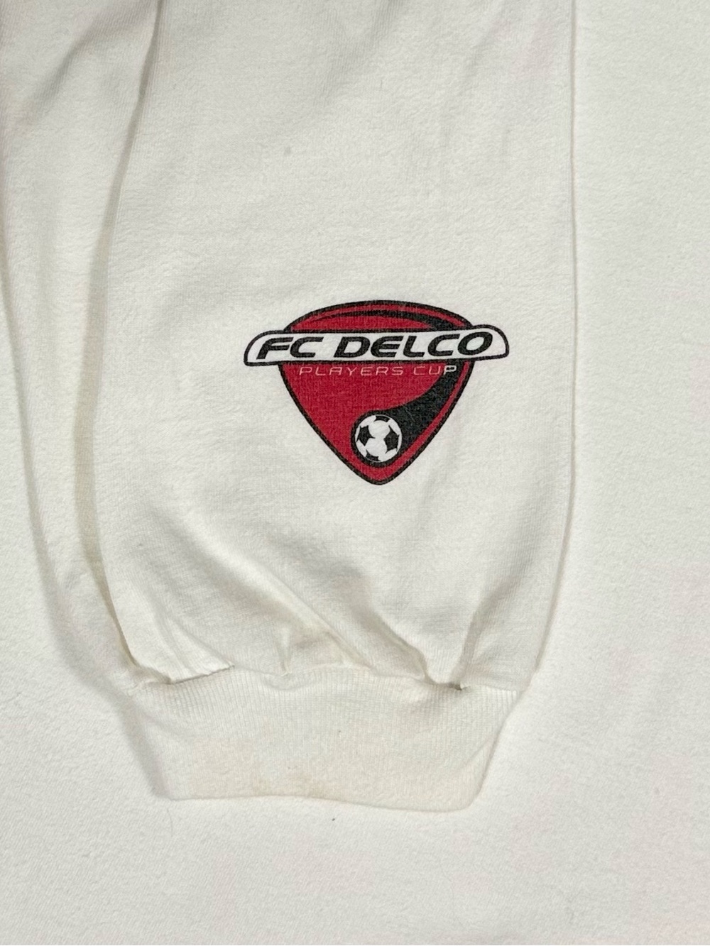 Vtg 90s Nike Soccer White Red FC Delco Players Cup Longsleeve T Shirt Men Large - Picture 6 of 8